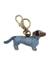 Gucci GG Supreme Leather Dog Bag Charm Keychain Blue