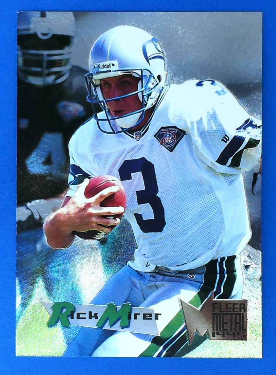 1995 Fleer Metal Rick Mirer #28 FOOTBALL CARD Seattle Seahawks Silver Flashers