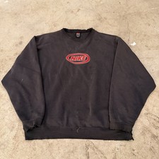 Vintage 90s NIKE XL Big Logo Reflex Circle Logo Black Sweatshirt FADED THRASHED
