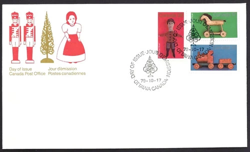 CANADA 1979 CHRISTMAS, ANTIQUE TOYS #839-41 FIRST DAY COVER !! M242