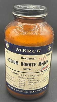 Rare Antique Pre-1920 s Merck Sodium Borate Powder Practically Full