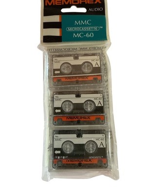 Memorex MC-60 Microcassette 3-Pack Sealed New MMC Audio Tape Dictation Recorder
