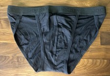 Vtg Jockey Elance String Bikini Brief XL HTF 90 s Combed Cotton Black Sport