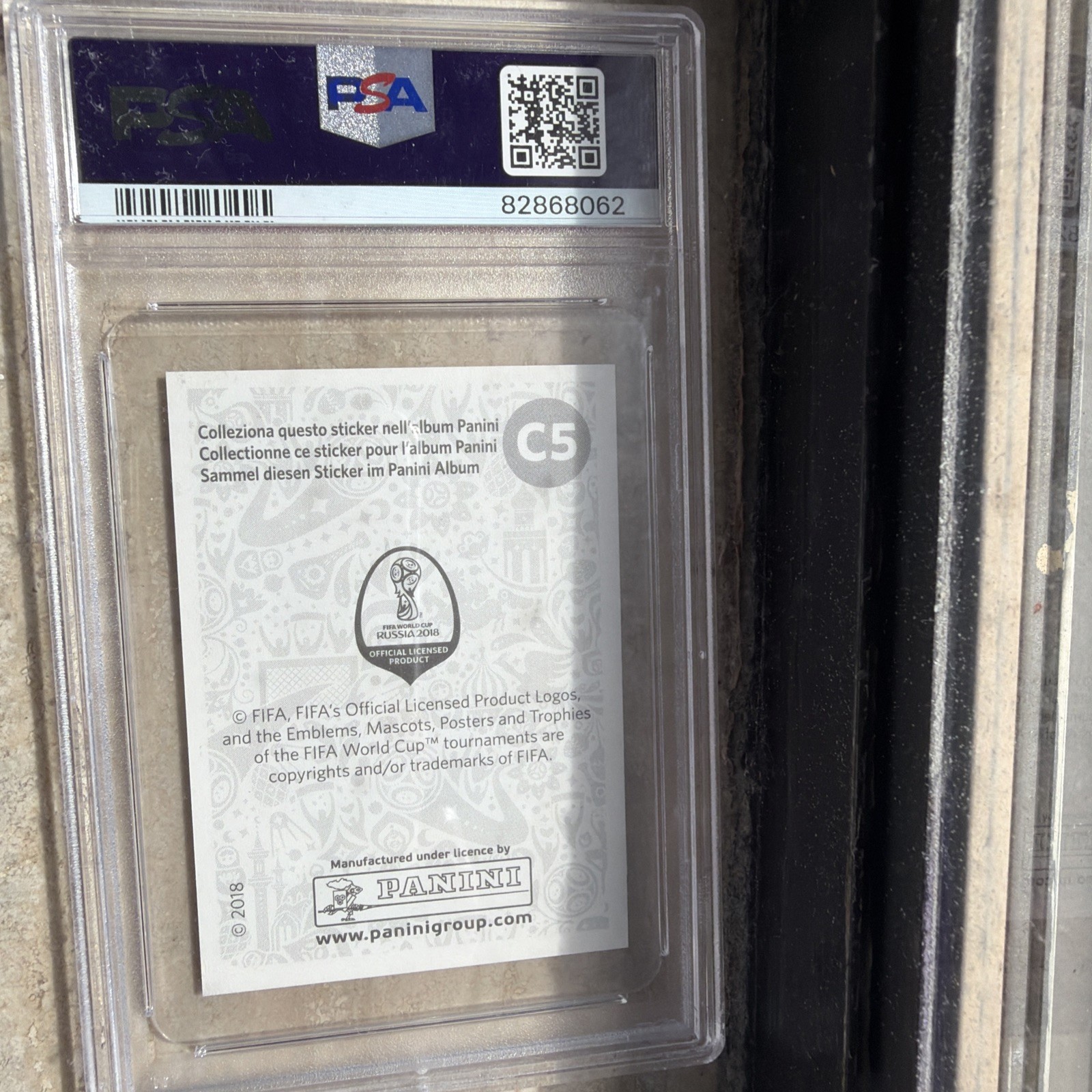 ARGENTINA MARADONA 2018 PANINI WORLD CUP STICKER PSA 7 C5 view 3