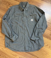 Carhartt Flame Resistant FR Gray Work Button up Shirt XL GRAY Construction