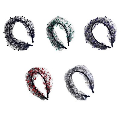 Stylish Face Covering Hairband Pearls Decorated Bridal Headwear Veil Elegant