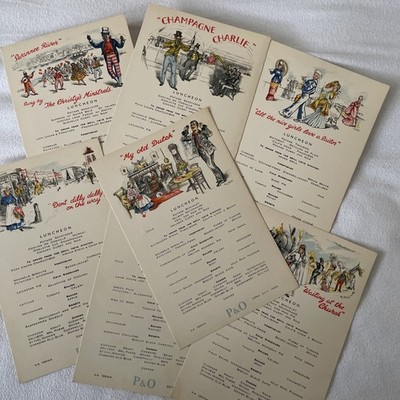 P&O Reederei 7 Mittagsmenüs vom Juli 1955 Konvolut Restposten SS Iberia