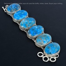 Neon Apatite Stone 925 Silver New Vintage Sister Chain Artisan Bracelet Jewelry