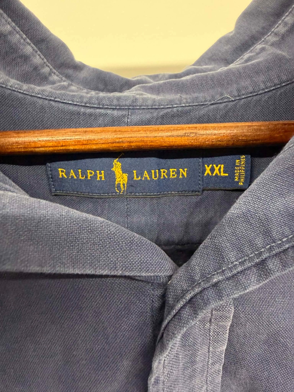 Men's Ralph Lauren Solid Button Down Blue Size XXL - image 3