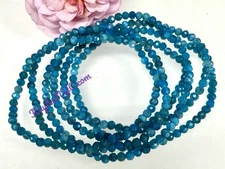 Wholesale 6 Pcs Natural Apatite 4mm Faceted 7.5” Stretch Bracelet