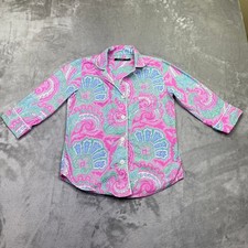 Lauren Ralph Lauren Pink Blue Green Paisley Pajama Top Shirt Size S Boho