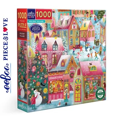 eeBoo HOLIDAY VILLAGE 1000 pc Square Jigsaw Puzzle Super Deluxe Christmas PZTHYV