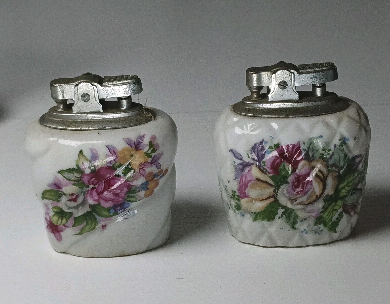 S Floral Pair Mid Century Chrome