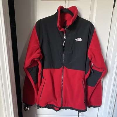 #ad The North Face Men#x27;s XL Red Black Colorblock Full Zip Stand Up Collar Jacket $40.00