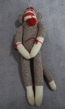 Vintage Sock Monkey Doll Handmade Sits 12 Tall, Total Approx 23