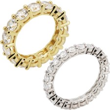 925 Sterling Silver 14k Gold Vermeil AAA Cubic Zirconia 1.5-5mm Eternity Ring