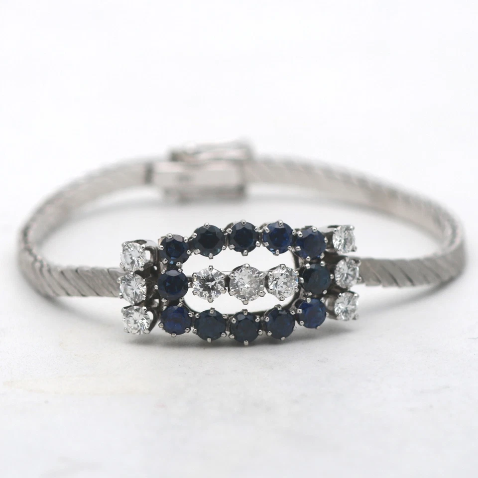 Brillant Gold Armband 750 18 Kt 1,55 Ct Weißgold Saphire Diamant Wert 5900,- - Bild 2 von 4