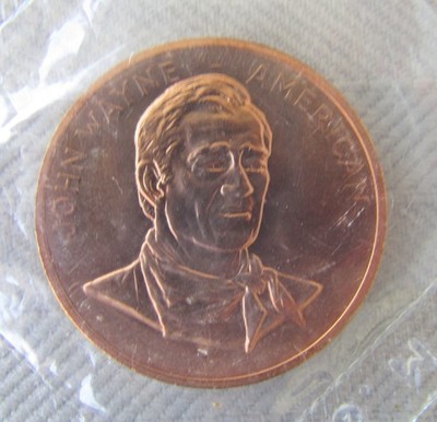 Coin Medal John Wayne American Commemorative Bronze Token 1979 Cowboy Vintage