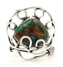 Natural Copper Turquoise 925 Solid Sterling Silver Ring Sz 6.5