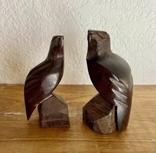 Pair of Ironwood Carved Eagle Figurines Measuring 4.25” Tall and 2”wide Mint