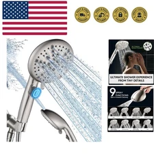 Shower Head, 9 Functions High Pressure shower head with handheld, Built-in Pa...