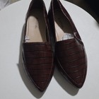 JustFab Brown Croc Embossed Faux Leather Pointed Toe Slip-On Loafer Flats 10 — photo 1