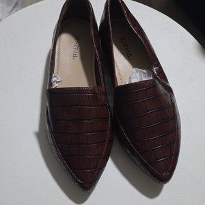 JustFab Brown Croc Embossed Faux Leather Pointed Toe Slip-On Loafer Flats 10