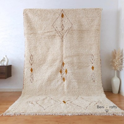 Handmade Cream Wool Moroccan Rug, Minimalist Berber Shag Rug 8x10 8x12 6x9