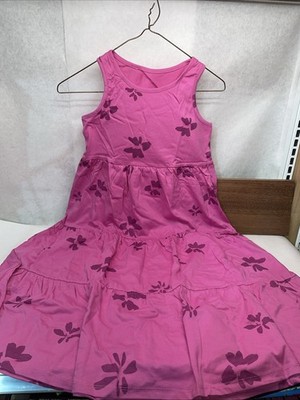 Girl Sleeveless 9-10 Year Old. Casual Swing Pink Floral Dress. Lot Of 2.
