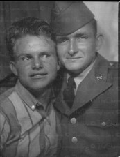 Vintage Photo 1940s Affectionate Soldier Portrait WWII Uniform Family Photo