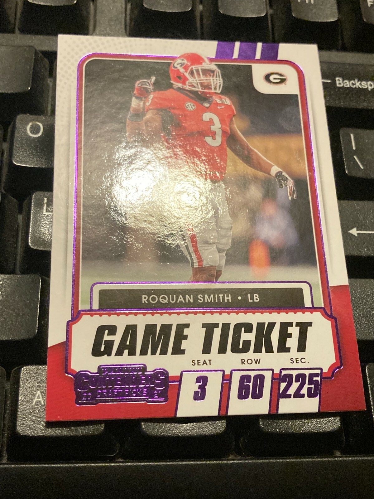 2021 Contenders Draft Picks Roquan Smith Purple Foil Parallel Game Ticket #85  