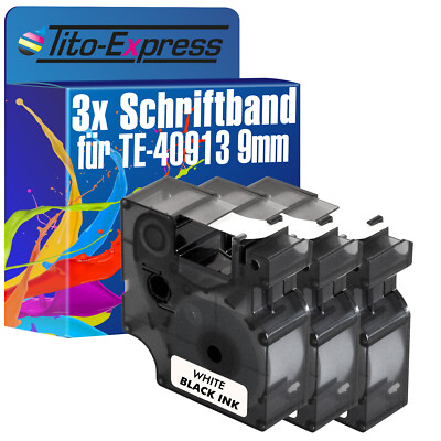 3x Schriftband für Dymo 40913 LabelManager 100 120P 150 160 200 450 500TS 350