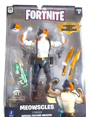 New! Rated #1 FORTNITE BRAWLERS MEOWSCLES 7'' Figure + Weapons LEGENDARY RARE NIB