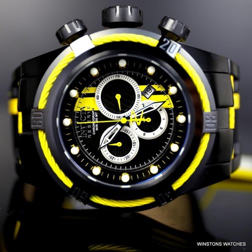 Invicta Reserve Bolt Zeus S1 Racer Black Yellow Chrono 52mm Swiss Mvt Watch New - 第 2/11 張圖片