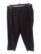 Eileen Fisher Womens Organic Cotton and Linen Blend Pants Size Medium Black