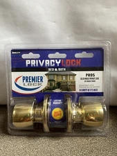Premier Lock Bed & Bath, Brass Finish Lock from Inside, Handle Knob Model PR05