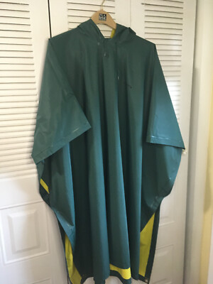 Stearns hooded waterproof adult  poncho, pvc , forest green / yellow 50x94