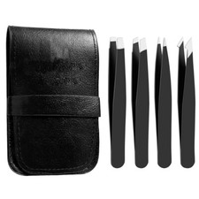 PROFESSIONAL TWEEZERS SET 4 - PIECE EYEBROW HAIR BEAUTY PLUCKERS STAINLESS STEEL