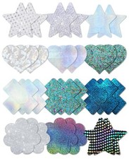 Glitters Pasties Nipple Covers Stickers for Women Rave Party Blue and Silver