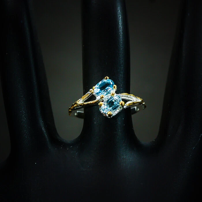 Jewelry Stores Natural Blue Topaz Silver ring 925 Sterling / RVS273 - Image 3 of 4