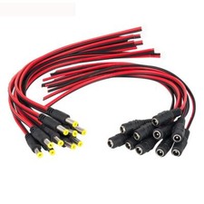 10 Pairs DC Power Pigtail Cables 12V Male and Female Barrel Jack for CCTV LED