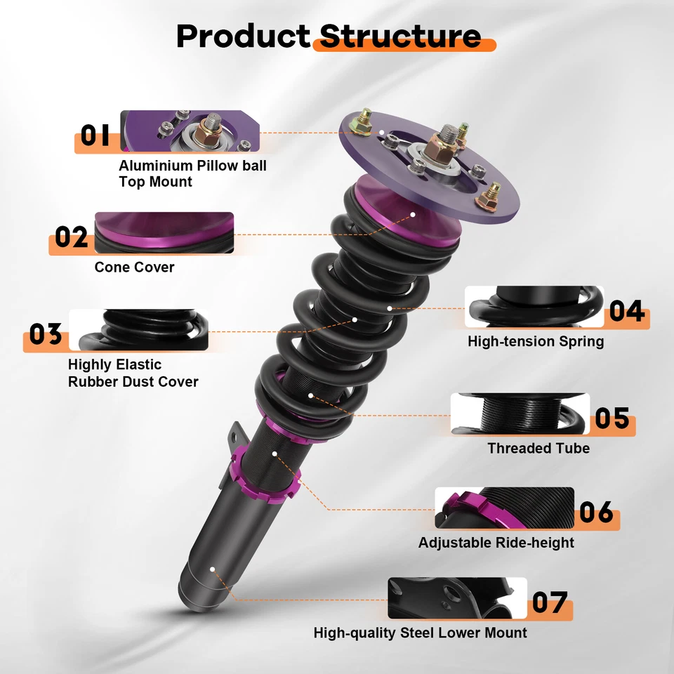 Coilovers For 2001-2005 BMW E46 320i 325i 330i Struts Suspension Springs Kits Foto 2 de 4