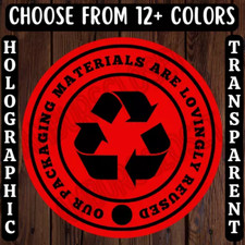 40 RECYCLED PACKAGING STICKERS 2" LABELS SHIPPING THANK YOU SCRATCH RESISTANT