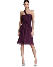 AMSALE ~ Purple Crinkle Silk One Shoulder A-Line Party Dress 6 NEW $280
