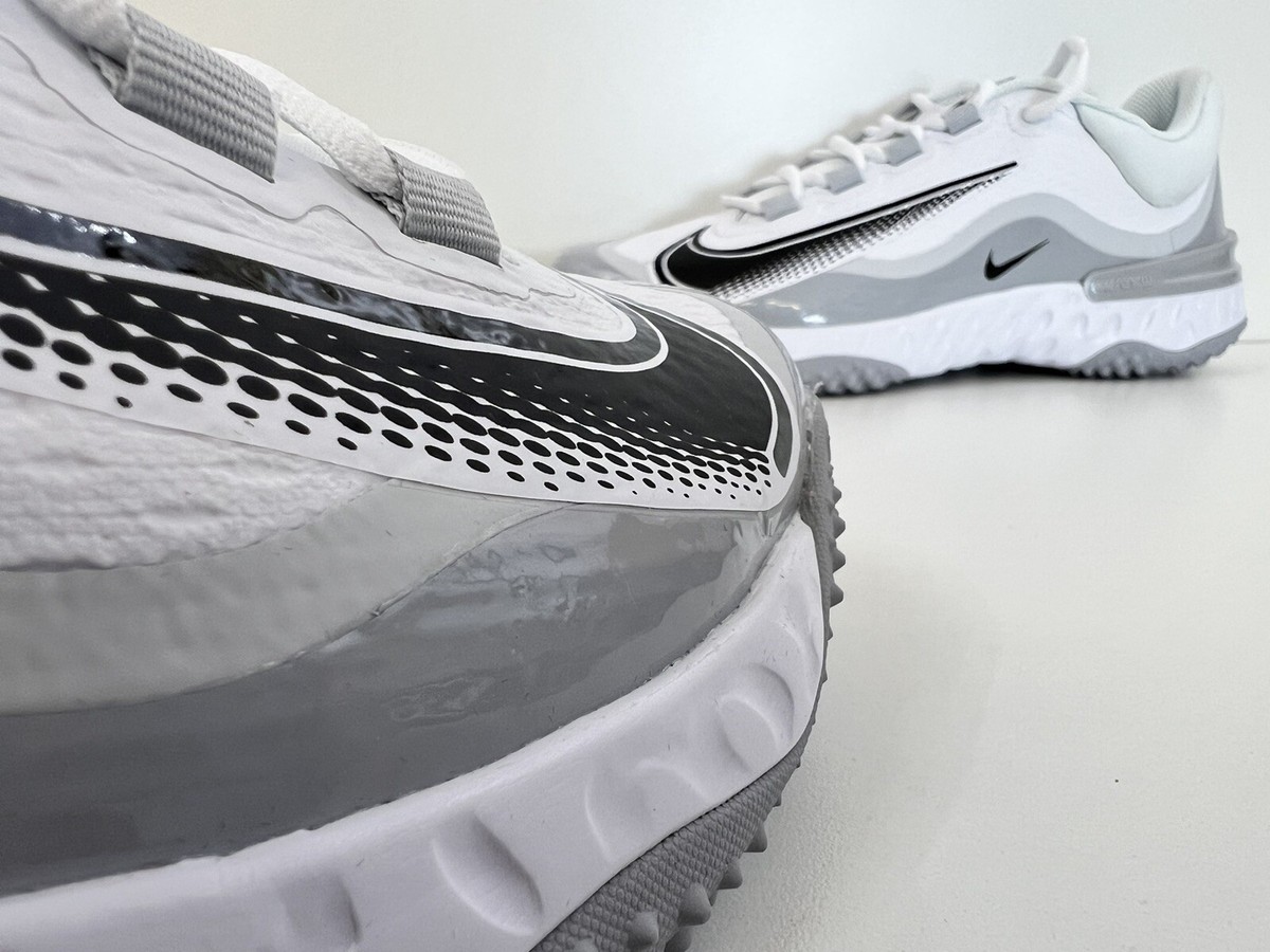 NEW NIKE ALPHA HUARACHE ELITE 4 TURF WHITE WOLF GREY FD2743 100 BASEBALL MENS 10 Nike Baseball Alpha Huarache Elite 4 Turf Shoes White Grey  main image 2