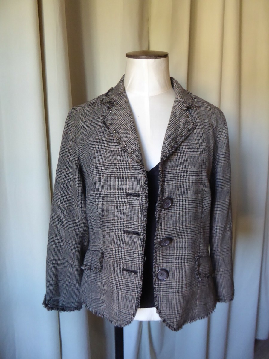 Blazer Gérard Darel Laine Et Soie – Carreaux Prince De Galles Marron/noir – Taille 40 – Occasion Parfait état