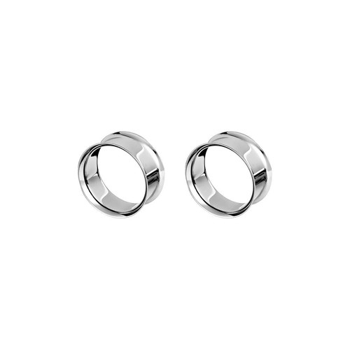 Paire de boucles d'oreilles en acier chirurgical PVD argent double évasement boucles d'oreilles jauges bouchons - Photo 92/108