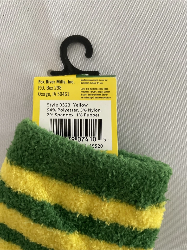 Calcetines John Deere Niños Talla 9-1.5 Amarillo Verde Rayas Granja Tractor Cálidos Foto 4 de 4