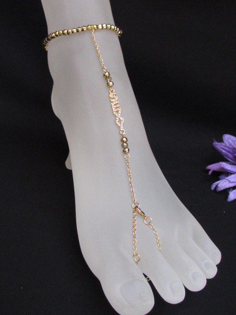 WOMEN GOLD METAL FASHION ANKLET LEG FOOT CHAIN BODY JEWELRY SEXY BLING SEXY  LOOK - Main Image