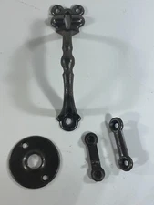 Black Cast Iron Door Hardware Handle Pull Cover Plate Escutcheon Latch Vintage